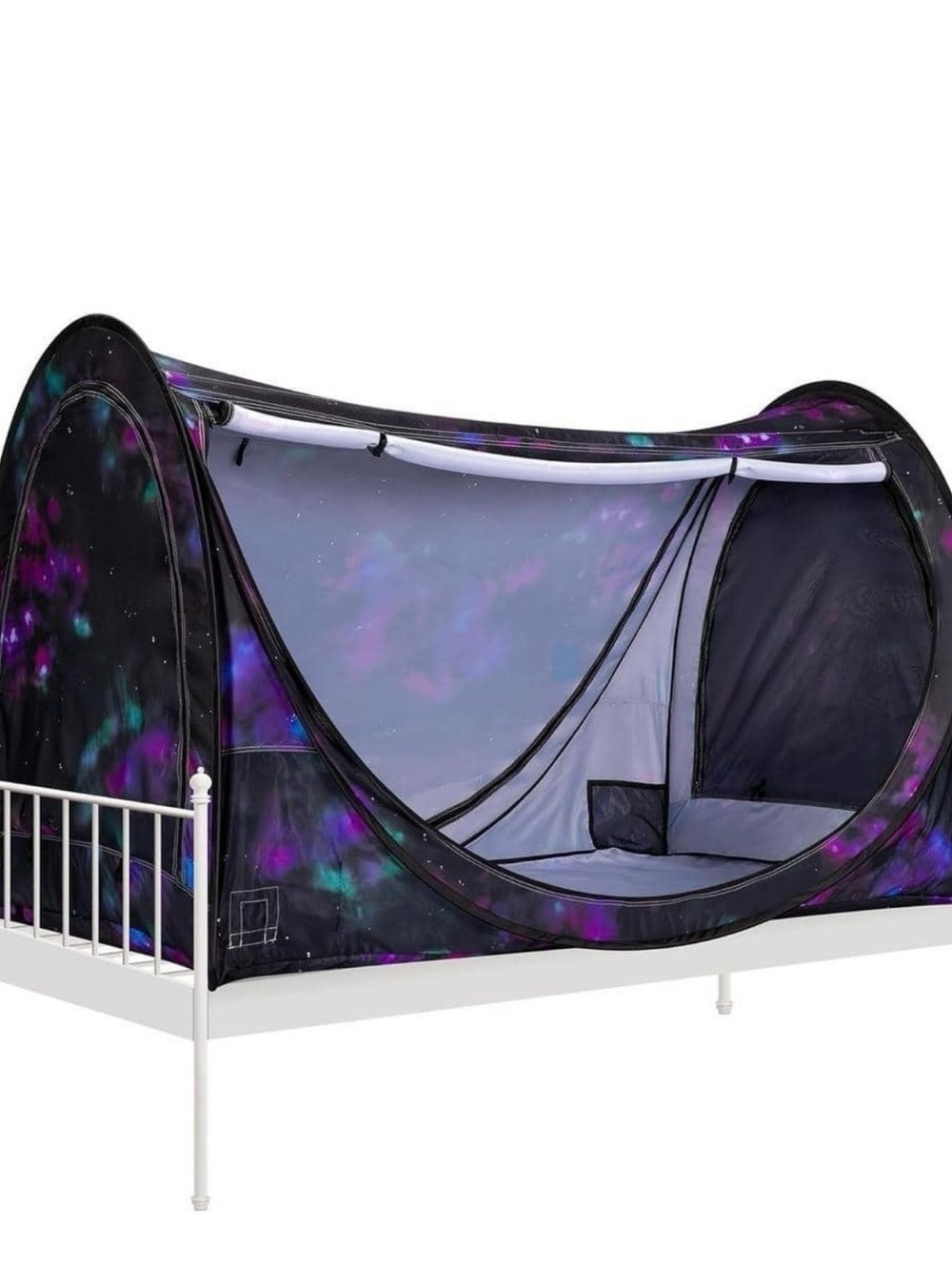 Galaxy Print Bed Canopy with Mesh Netting - Purple/Blue